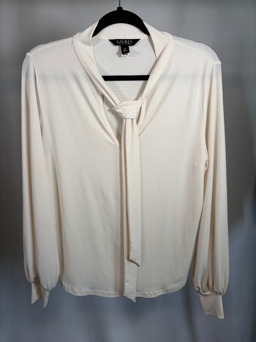 Lauren Ralph Lauren Ivory Tie-Neck Blouse Size M